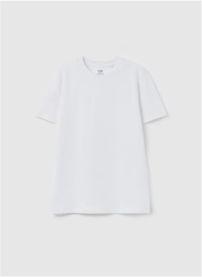 او في اس Solid colour T-shirt in organic cotton
