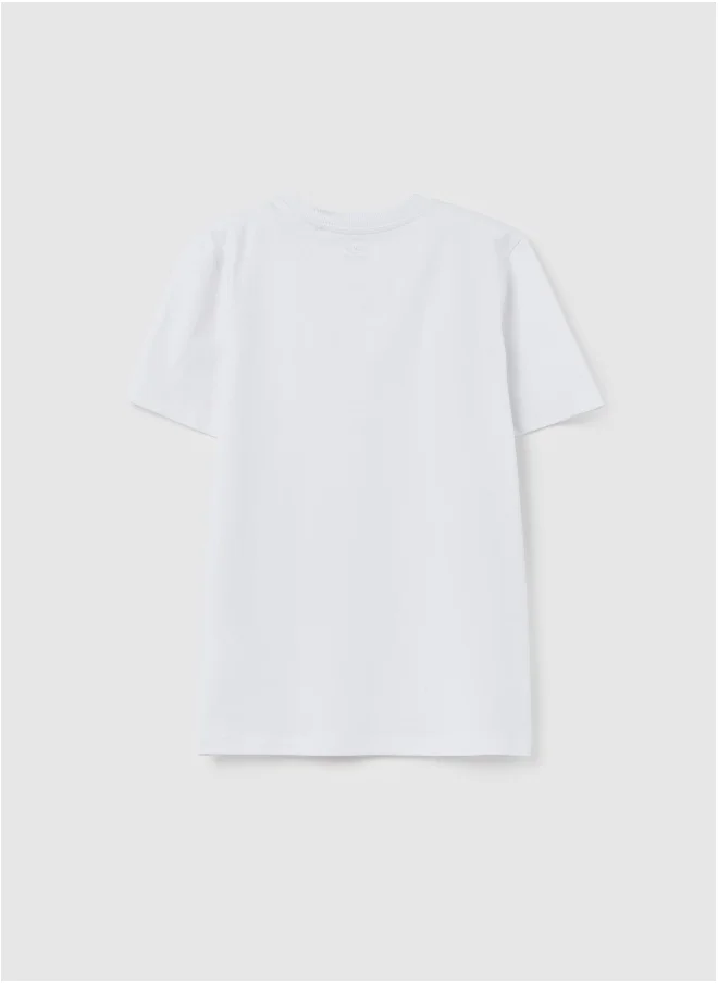او في اس Solid colour T-shirt in organic cotton