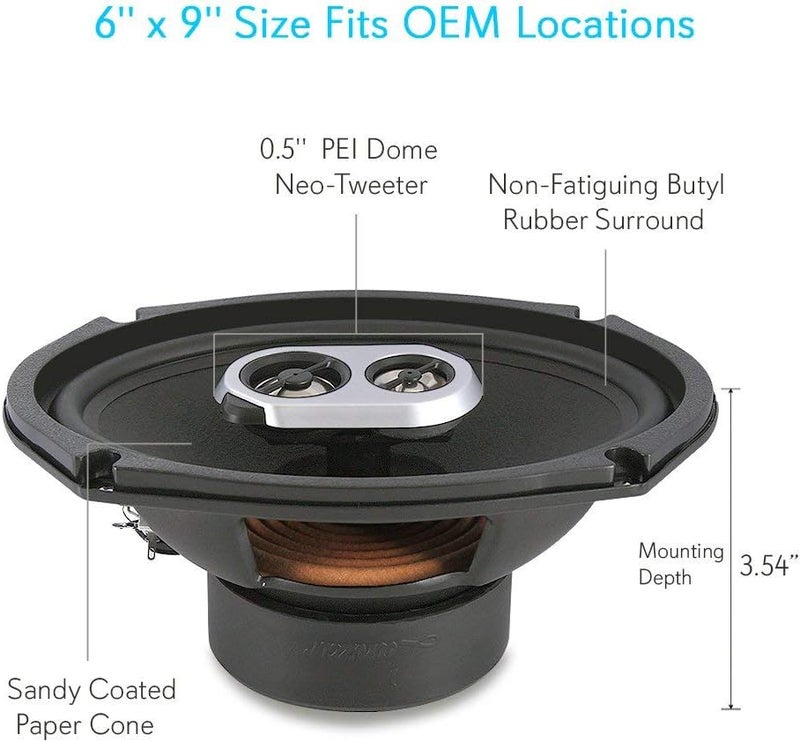 Lanzar Distinct 6" x 9" Inch Car Stereo Speakers | 3-Way Pro Audio Component Speaker Pair (360 Watt) - Image 2