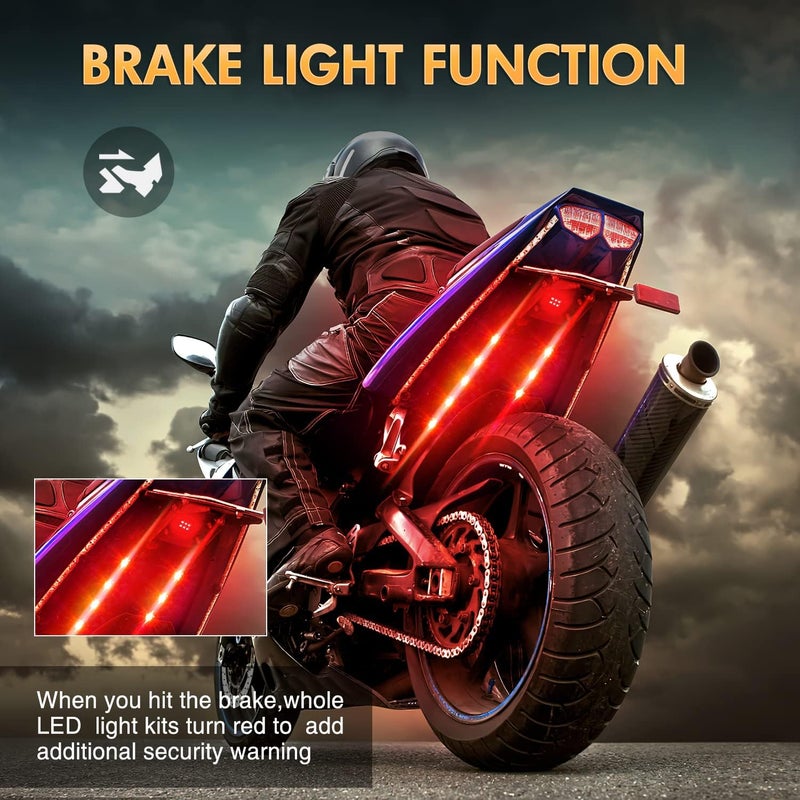 Nilight 8pcs Motorcycle RGB LED Strip Lights Kit Multi-Color Neon Waterproof Atmosphere Lights with RF Wireless Smart Remote Controllers for Harley Davidson Suzuki,2 Years Warranty - Image 5