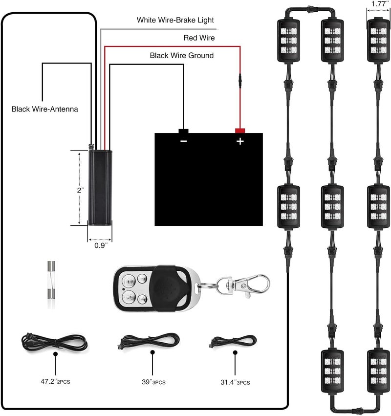 Nilight 8pcs Motorcycle RGB LED Strip Lights Kit Multi-Color Neon Waterproof Atmosphere Lights with RF Wireless Smart Remote Controllers for Harley Davidson Suzuki,2 Years Warranty - Image 2
