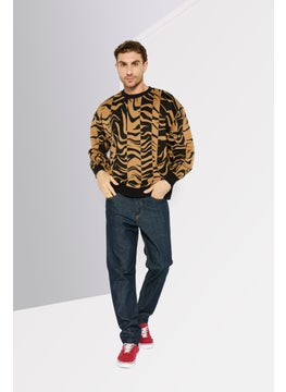 HUGO by Hugo Boss Men Crew Neck Long Sleeve All Over Printed Sweatshirt, Black  - Image 2