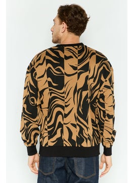 HUGO by Hugo Boss Men Crew Neck Long Sleeve All Over Printed Sweatshirt, Black  - Image 4