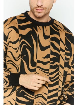 HUGO by Hugo Boss Men Crew Neck Long Sleeve All Over Printed Sweatshirt, Black  - Image 3