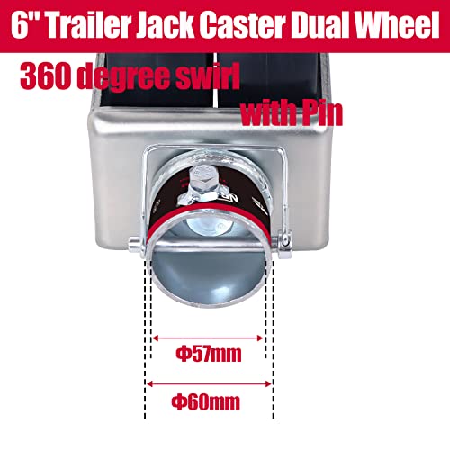 NBJINGYI 6" 2000lbs Dual Trailer Swirl Jack Caster Wheel With Pin fits Any Jack Better Soft Ground Roll - Image 3