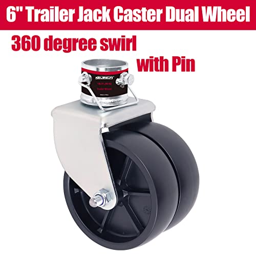 NBJINGYI 6" 2000lbs Dual Trailer Swirl Jack Caster Wheel With Pin fits Any Jack Better Soft Ground Roll - Image 4