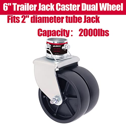 NBJINGYI 6" 2000lbs Dual Trailer Swirl Jack Caster Wheel With Pin fits Any Jack Better Soft Ground Roll - Image 2