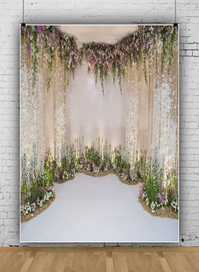 Renaiss 8x8ft Wedding Ceremony Backdrop for Photography Romance Archway Flowers Blossom Wall Curtain Cradle Ceremony Background for Bridal Shower Marriage Party Decor Photo Studio Props - Image 5
