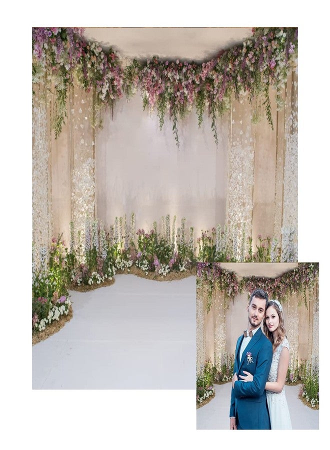 Renaiss 8x8ft Wedding Ceremony Backdrop for Photography Romance Archway Flowers Blossom Wall Curtain Cradle Ceremony Background for Bridal Shower Marriage Party Decor Photo Studio Props - Image 1