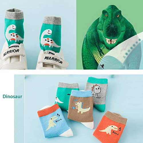 Zumou Toddler Kids Little Boys Fashion Cotton Crew Socks 10 Pack (L(5-7T), Colorful) - Image 2