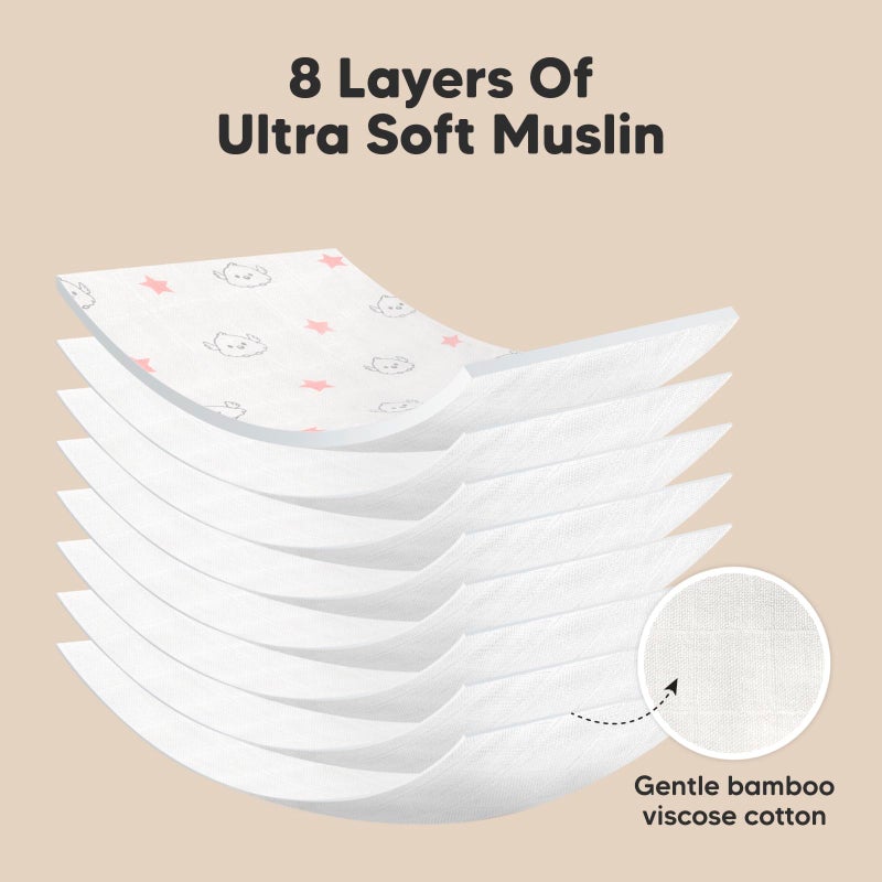 KeaBabies 5-Pack Muslin Burp Cloths Baby Boy, Girl - Very Absorbent Baby Burp Cloth Rags, 8-Layers Viscose Derived from Bamboo Cotton Muslin Towel, Super Soft Spit Up Rags, No Shrink Washcloths (Sweet Charm) - Image 4