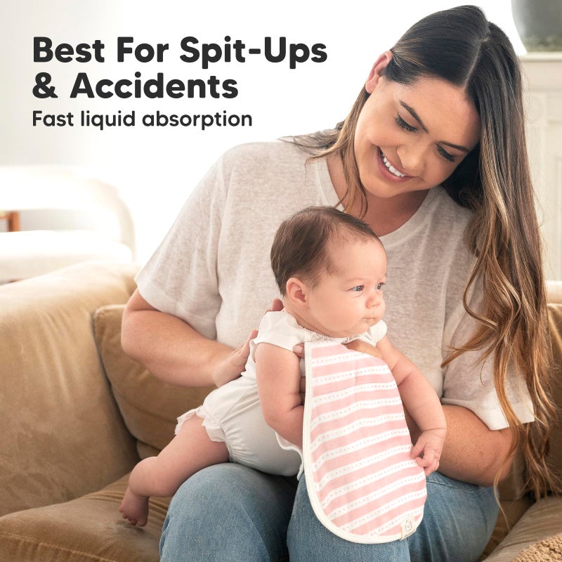 KeaBabies 5-Pack Muslin Burp Cloths Baby Boy, Girl - Very Absorbent Baby Burp Cloth Rags, 8-Layers Viscose Derived from Bamboo Cotton Muslin Towel, Super Soft Spit Up Rags, No Shrink Washcloths (Sweet Charm) - Image 5