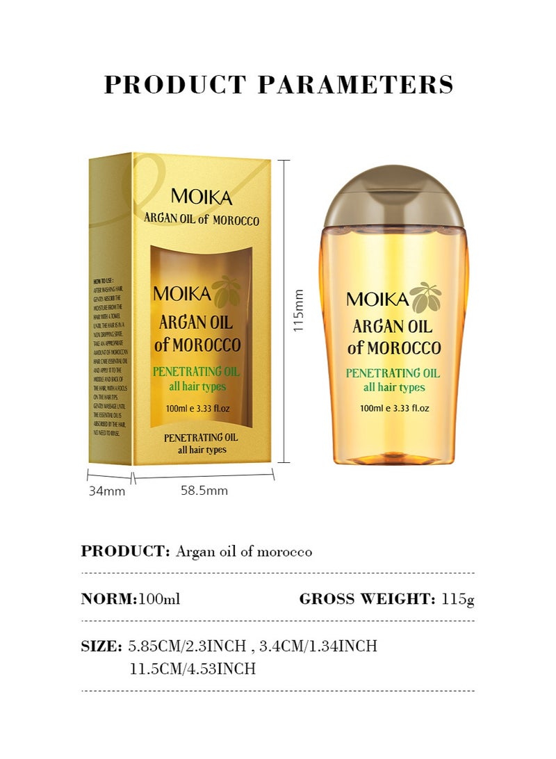 MOIKA 2-Pack Moroccan Hair Oil Argan Oil Moroccan Argan Extract For Hai Skin Body Multi-Purpose , Rosemary Argan Oil Hair Care Oil, suitable for nourishing hair roots, moisturizing, locking moisture and improving frizz - 100ml*2 - Image 2