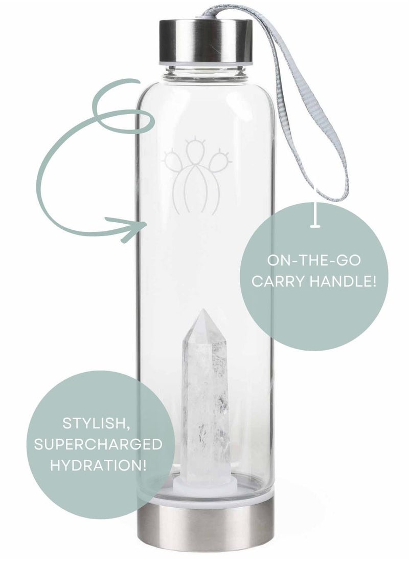 Prickly Pear Clear Quartz Interchangeable Crystal Water Bottle, 500ml  - Image 1
