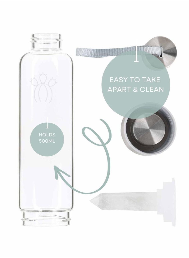 Prickly Pear Clear Quartz Interchangeable Crystal Water Bottle, 500ml  - Image 4