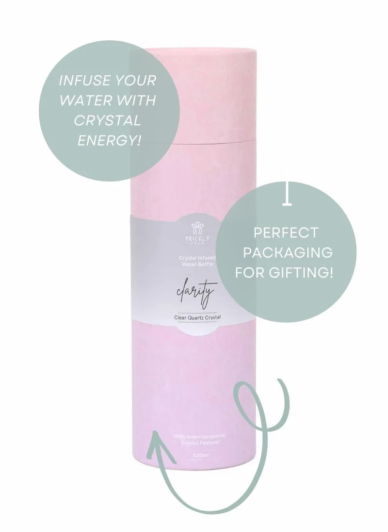 Prickly Pear Clear Quartz Interchangeable Crystal Water Bottle, 500ml