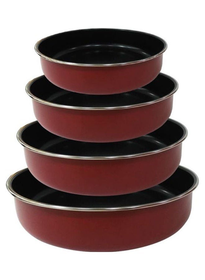 Round Oven Trays 4 pieces Red/Black 24X26X30X32cm - Image 1