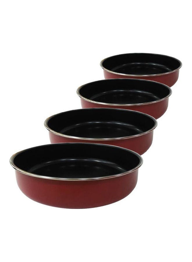 Round Oven Trays 4 pieces Red/Black 24X26X30X32cm - Image 2