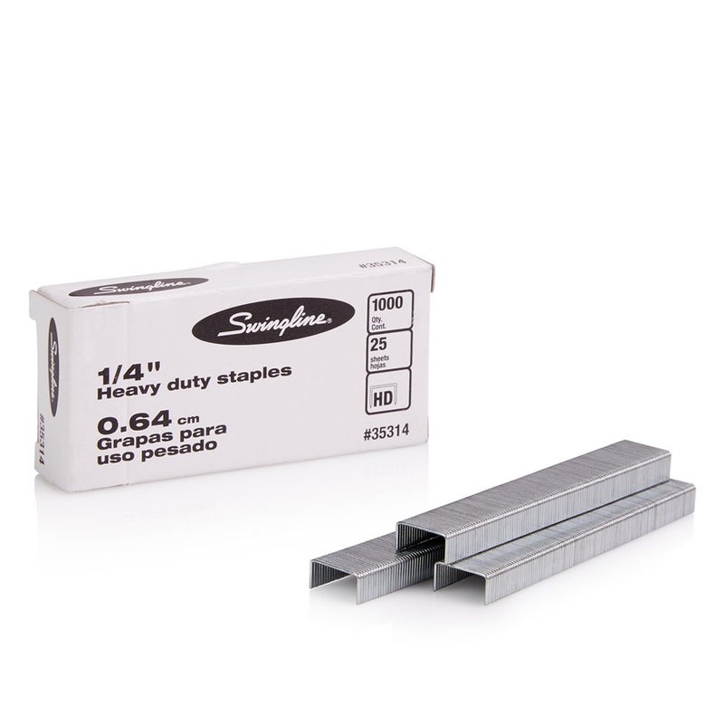 Swingline Staples, Heavy Duty, 1/4" Length, 25 Sheet Capacity, 100/Strip, 1000/Box, 1 Pack (35314 ) - Image 1