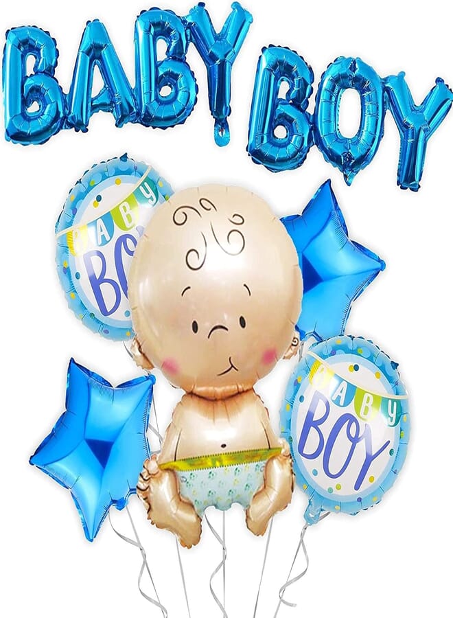 Secret Its a Boy Large Decorations and Party Supplies incl Baby Boy Banner Mylar Foil Helium Balloons in Blue and White Perfect for 1st Birthday Baby Shower Party Blue