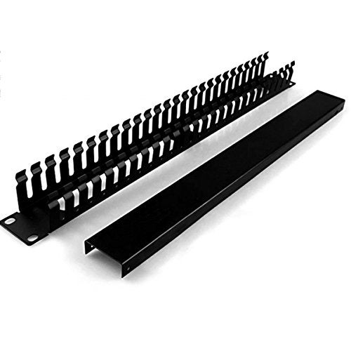 Lancher 19 Inch 1U Cable Management Horizontal Cable Rack Mount Manager with mounting Screws for Service Rack Cabinet 24 Slot Finger Duct with Cover - Image 2