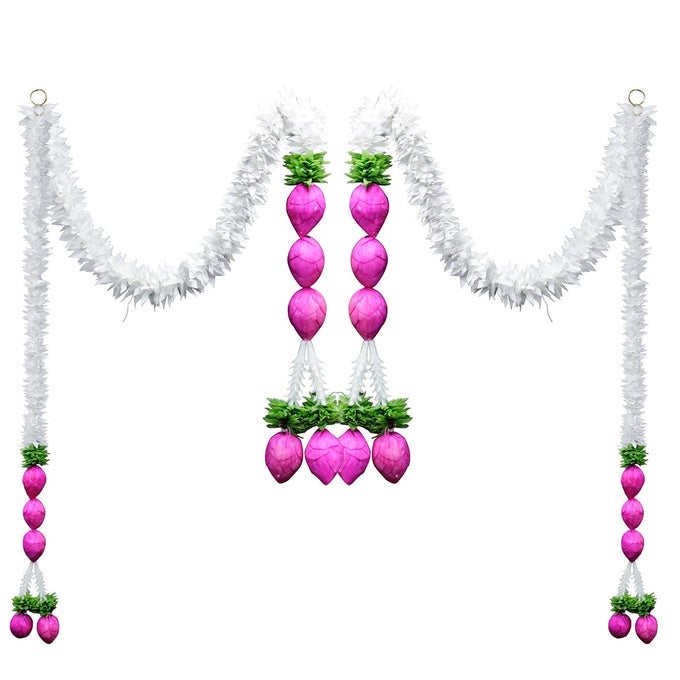 PINK LOTUS HANGING FOR HOME DECOR ITEMS MDF FLOWER FOR WALL DECORATION ITEMS FOR LIVING ROOM LOTUS BUDS HANGING FOR GANESH FESTIVAL 4 PCS