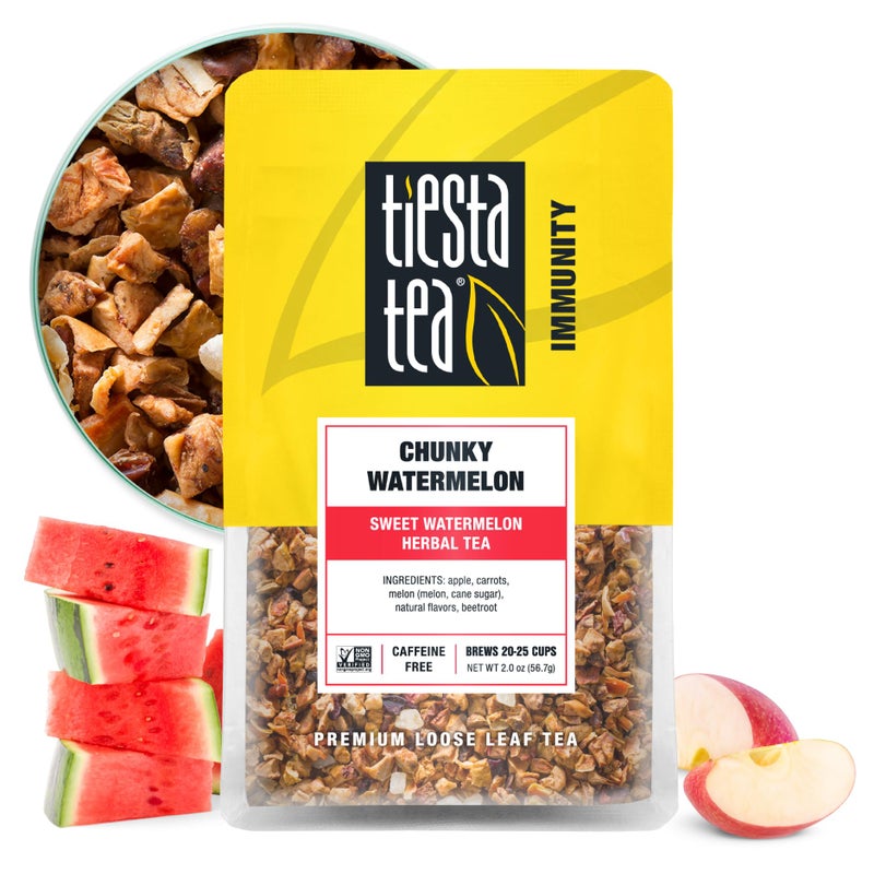 Tiesta Tea - Chunky Watermelon, Loose Leaf, Sweet Watermelon Herbal Tea, Premium Non-Caffeinated Blend, Make Hot or Iced, Brews Up to 25 Cups, 2 Ounce Resealable Pouch - Image 1