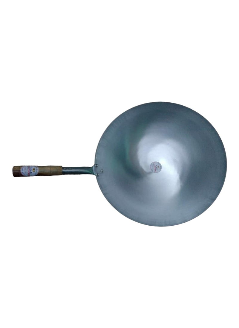 AS A S Shiny Quoted Chinese woks Chinese Iron Kadai with Wooden Handle Pure Iron Chinese Wok 14 inch 35 CM  - Image 3