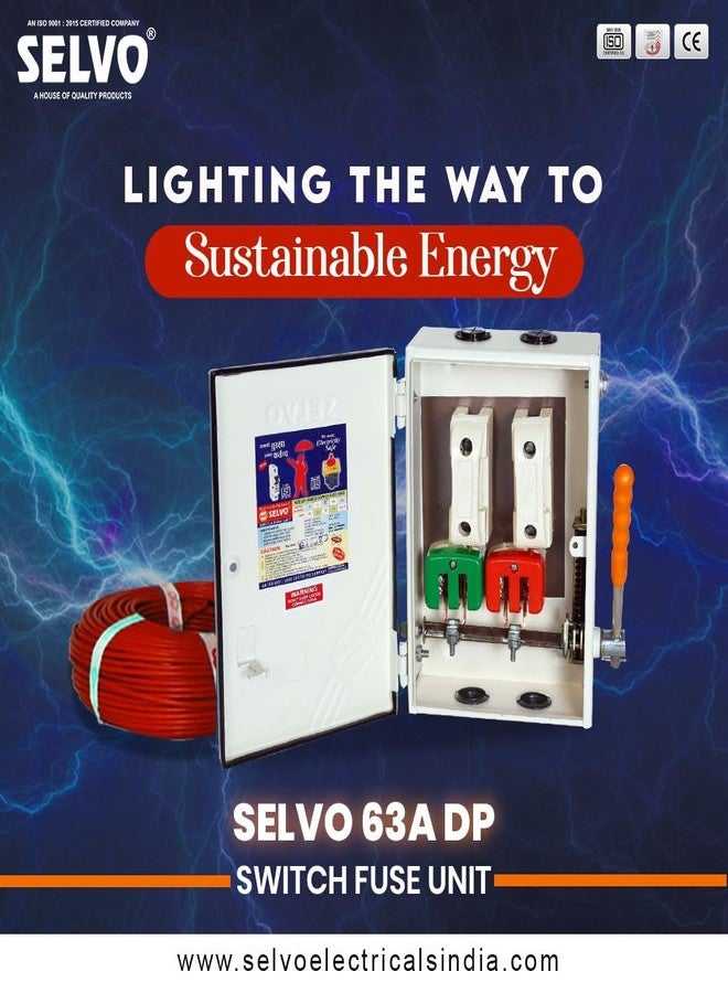 SELVO 63A 240V Double Pole Rewireable Switch Fuse Units - Image 2