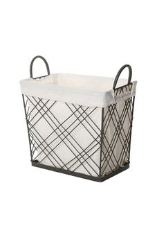 Spruce Metal Basket With Liner, Black & White - 27 cm