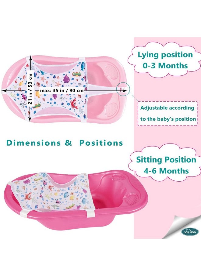 Sevi Baby Sevi Baby Baby Bath Seat Support Net, Patterned Bath Net with Six Safety Support Corner, Premium Quality Bath Sling for Newborns, Size: 35” x 21” (Bathtub is not Included) 1 Count (Pack of 1)  - Image 2