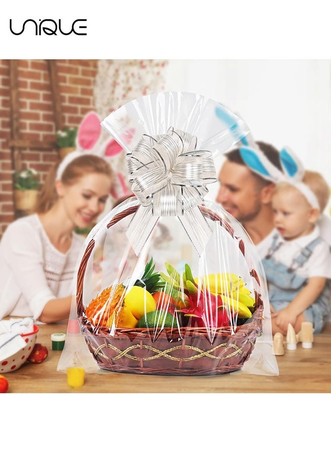 Unique 20 Pieces Pull Bow Wrapping - Ribbon Pull Bows, for Wedding Baskets, Multicolor Ribbon Bow to Wrap Box or Floral Decoration, 6 Inches Diameter (Silver) - Image 3