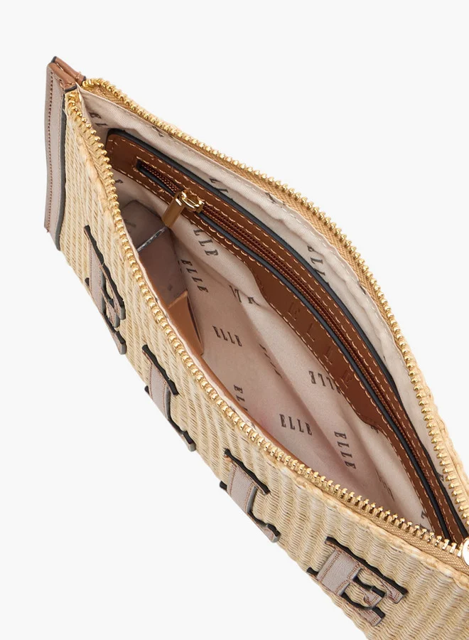 ELLE Women's Logo Detail Clutch with Zip Closure and Wrist Loop