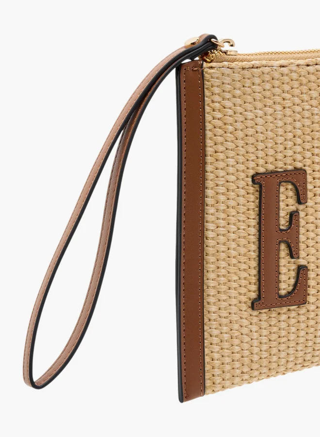 ELLE Women's Logo Detail Clutch with Zip Closure and Wrist Loop