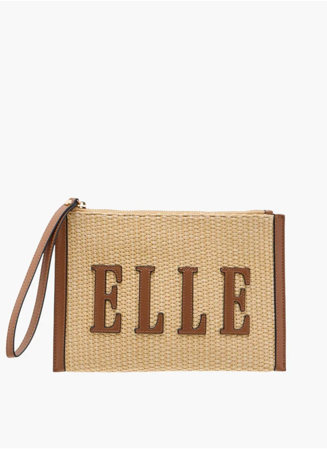 ايل Women's Logo Detail Clutch with Zip Closure and Wrist Loop