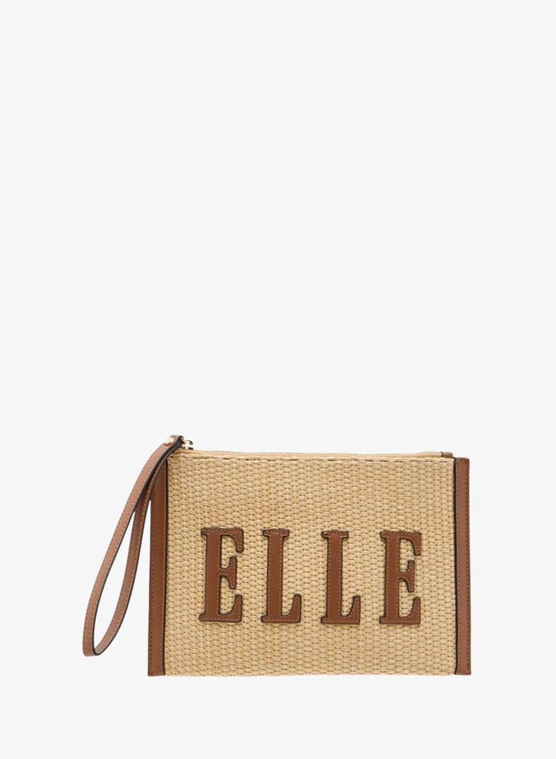 ELLE Women's Logo Detail Clutch with Zip Closure and Wrist Loop
