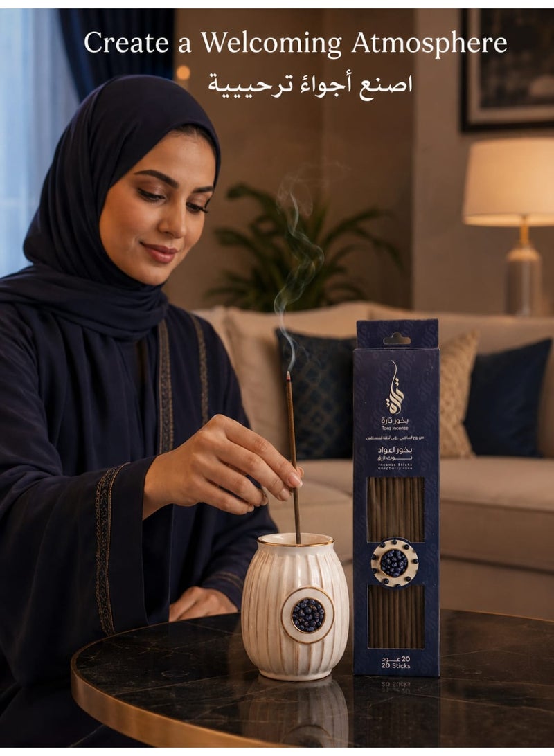 تارا أعواد بخور "تارا" – برائحة التوت والورد، 20 عوداً، عطر منزلي أنيق - Image 4