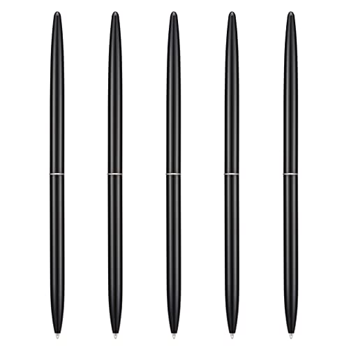 Wikult 5 Pieces Ballpoint Pen Set, Black Ink Slim Lightweight Smooth Writing Metal Pen, for Business Office Teacher Student Wedding Guest (Black) - Image 1
