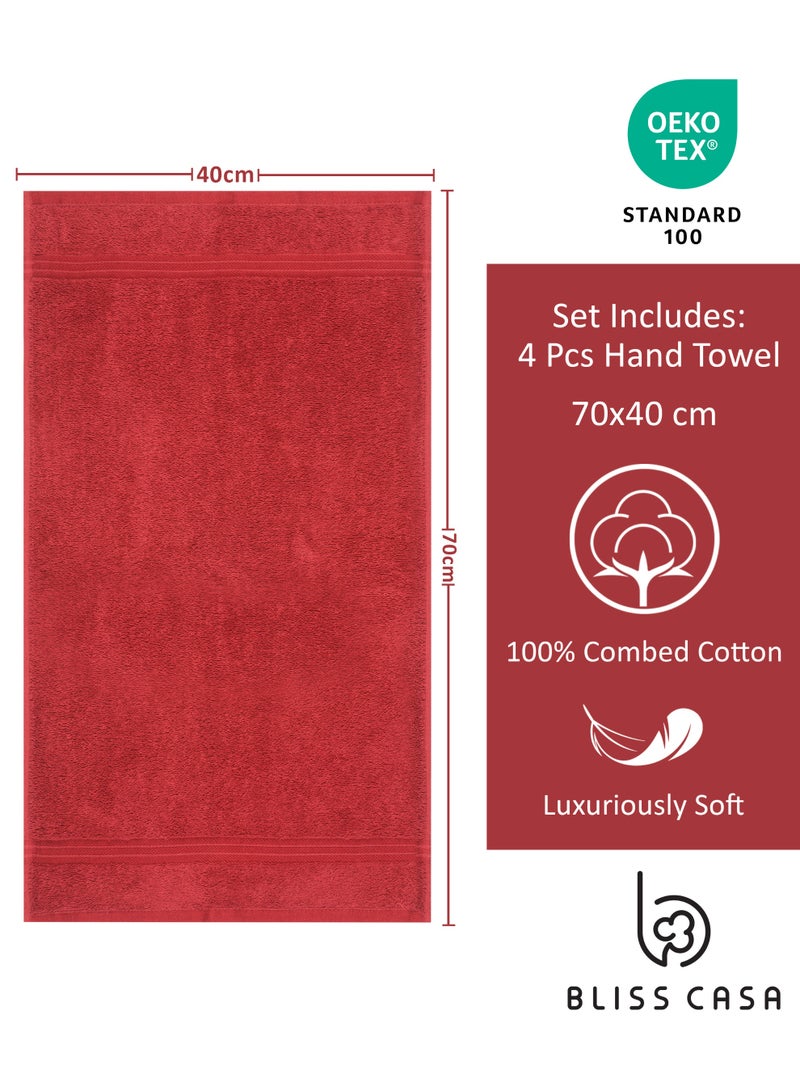 Bliss Casa Bliss Casa 4-Piece 100% Combed Cotton Hand Towels - 550 GSM Quick Dry Highly Absorbent Hand Towel Set - Thick Soft Hotel Quality Towels for Hand And Spa 16x28 Inch - Image 2