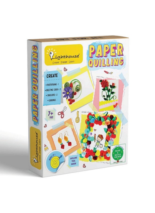 Lighthouse LIGHTHOUSE Paper Quilling Kit, Art and Craft Kit For Kids | Includes Color Paper, Greetings Cards, Photo Frame & More | Paper Quilling Kit for Beginners, Quilling Tool Accessories Set for Kids | Best Return Gift Item for Kids - Multicolor  - Image 1