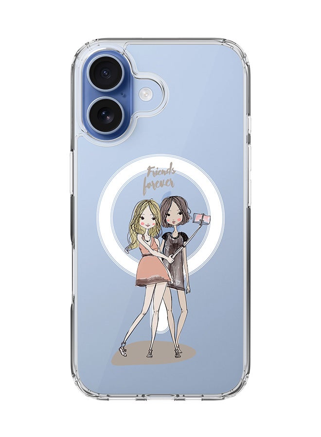 Stylizedd Classic Clear MagSafe Case for iPhone 17 , Hybrid Soft Case Flexible Edges Anti Drop TPU PC Gel Thin Transparent Cover [ Designed for iPhone 17 ] - Friends Forever