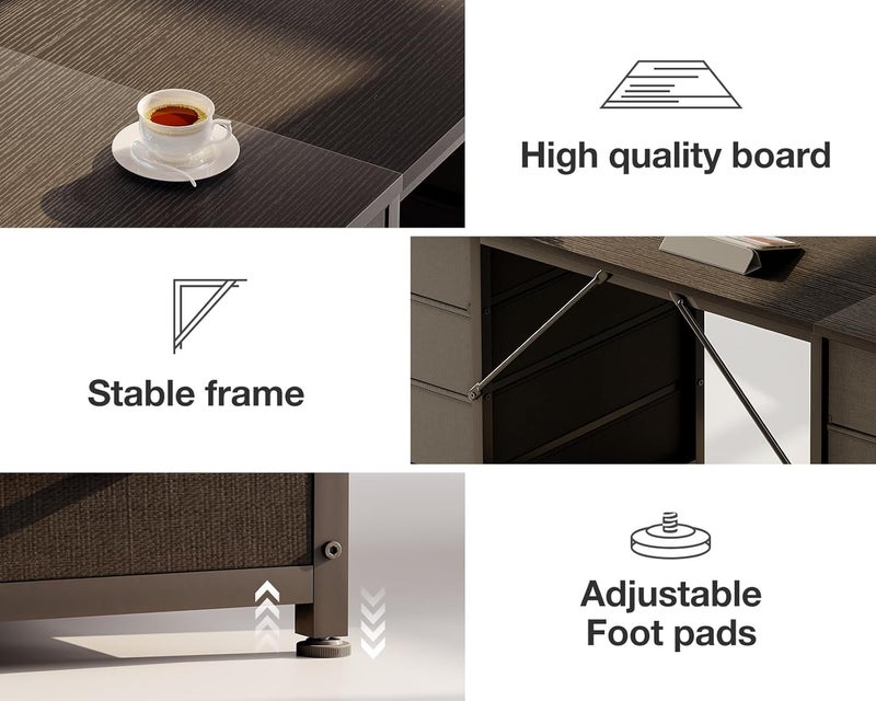 Coleshome Computer Desk with Drawers, 120x48cm Modern Office Desk with Storage, Small Study Table for Home Office, Black - Image 5