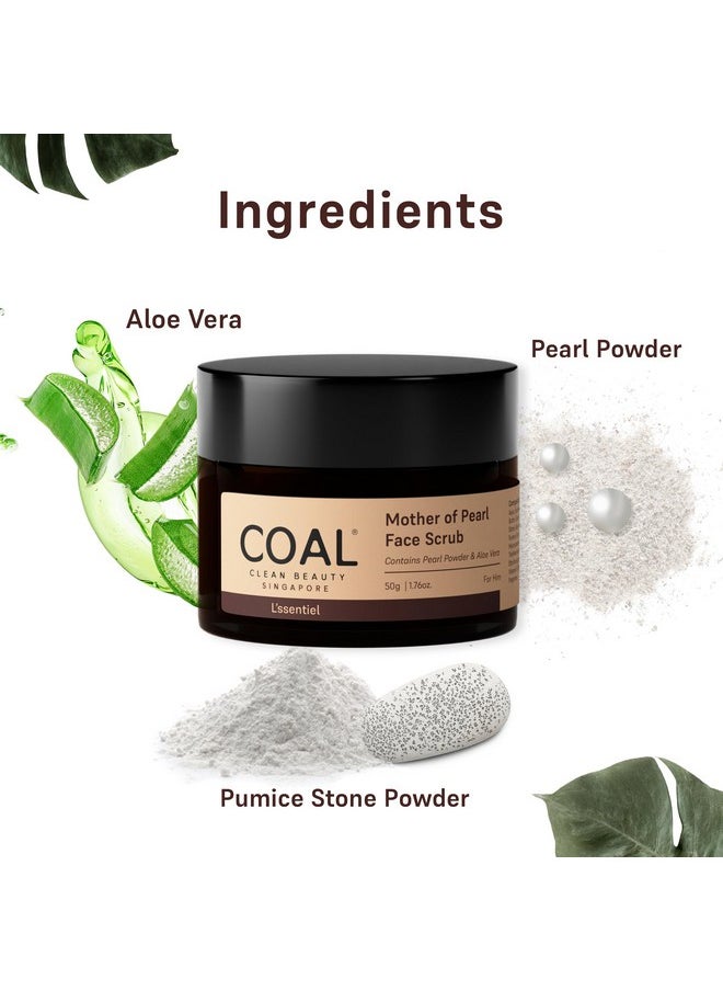 COAL CLEAN BEAUTY - Mother Of Pearl Face Scrub With Pearl Powder & Aloe Vera | Exfoliates, Removes Dead Skin & Renews | Men | All Skin Types | 50G - Image 1