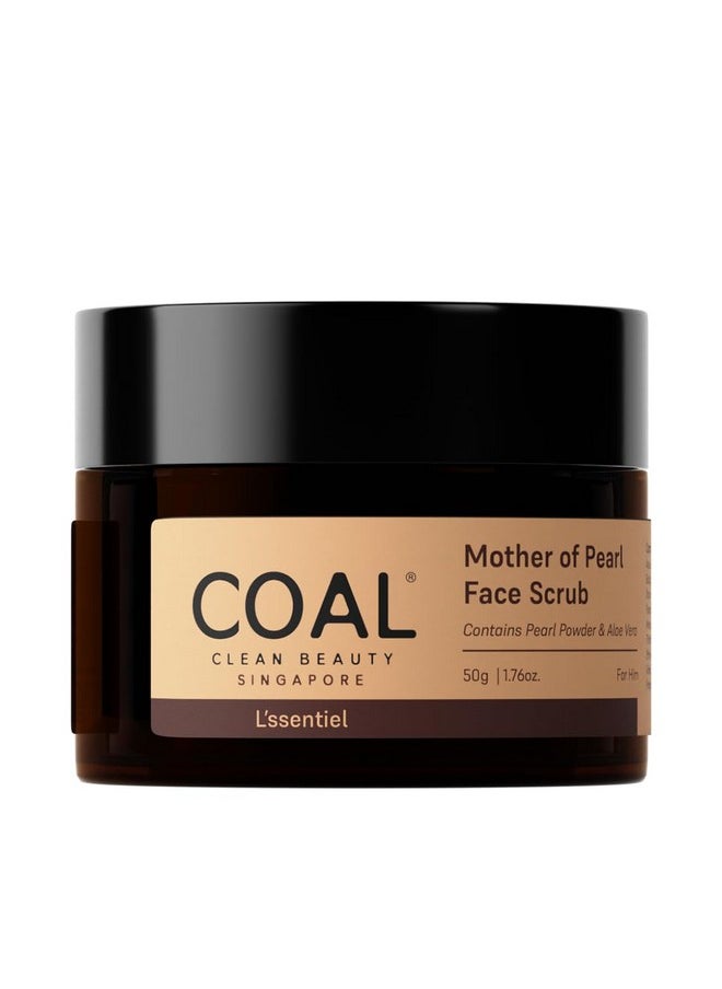 COAL CLEAN BEAUTY - Mother Of Pearl Face Scrub With Pearl Powder & Aloe Vera | Exfoliates, Removes Dead Skin & Renews | Men | All Skin Types | 50G - Image 1