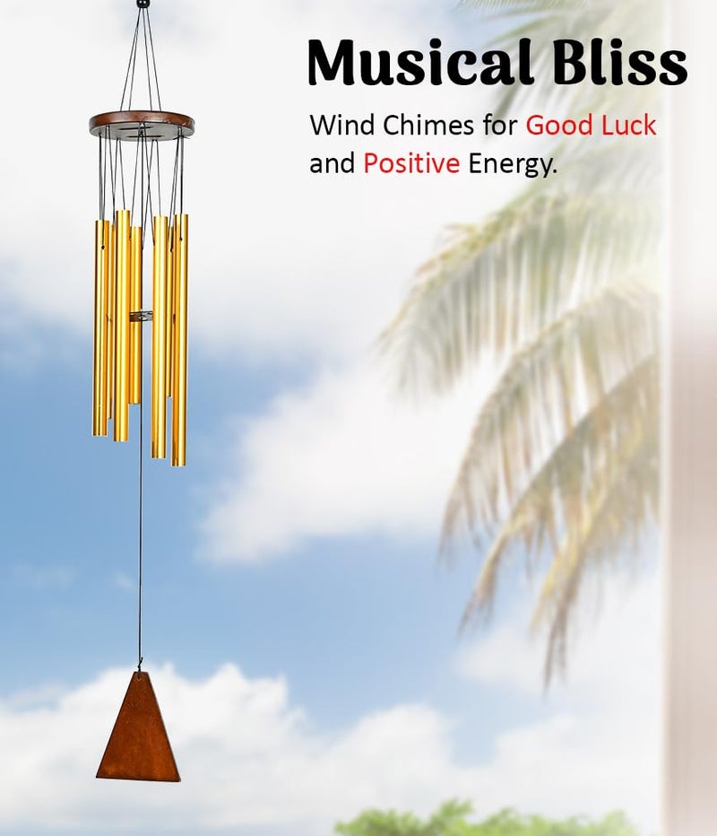 ZAICUS Wind Chimes for Home Décor - Hanging Decorative Items for Balcony – Positive Energy Items for Home - Wind Chimes for Balcony (Gold 8-Pipe) - Image 4