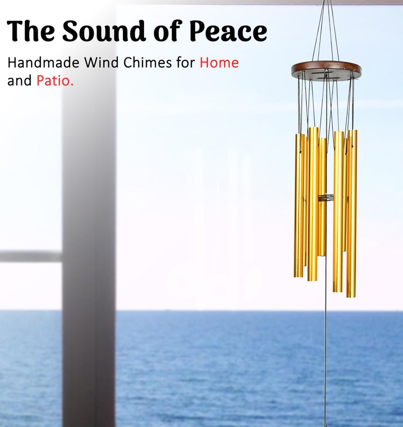 ZAICUS Wind Chimes for Home Décor - Hanging Decorative Items for Balcony – Positive Energy Items for Home - Wind Chimes for Balcony (Gold 8-Pipe) - Image 5