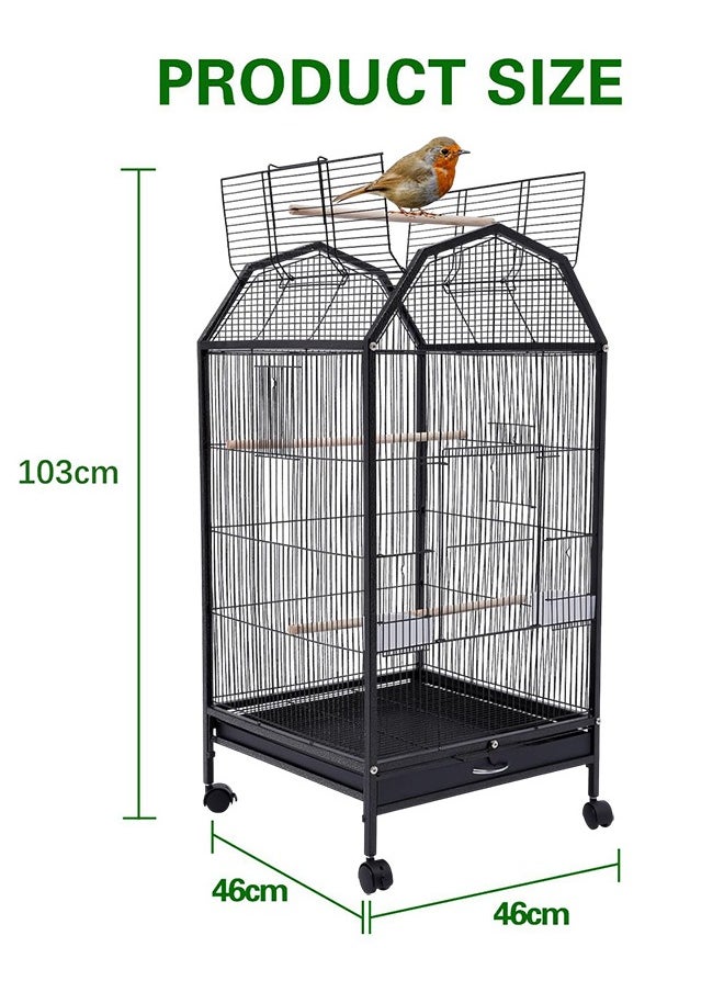 XiuWoo Bird Cage, Large Parrot Birdcage Breeding, Open Top Standing Parrot Parakeet Cage with Rolling Stand, Big Pigeon Villa for Parakeet, Parrot, Lovebirds, Cockatiels, Macaw  - Image 3