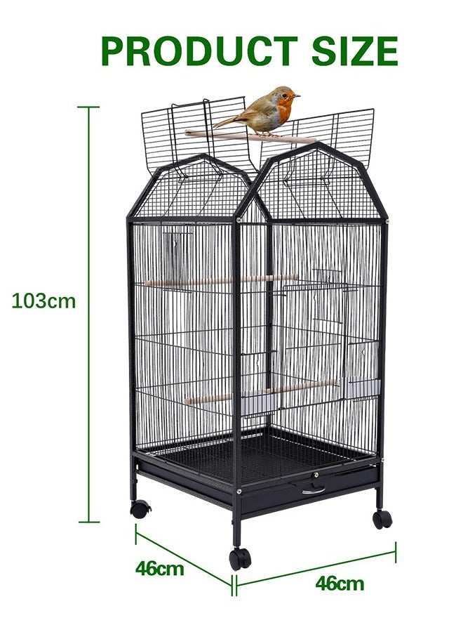 XiuWoo Bird Cage, Large Parrot Birdcage Breeding, Open Top Standing Parrot Parakeet Cage with Rolling Stand, Big Pigeon Villa for Parakeet, Parrot, Lovebirds, Cockatiels, Macaw - Image 4