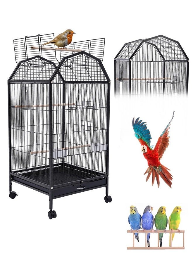 XiuWoo Bird Cage, Large Parrot Birdcage Breeding, Open Top Standing Parrot Parakeet Cage with Rolling Stand, Big Pigeon Villa for Parakeet, Parrot, Lovebirds, Cockatiels, Macaw - Image 2