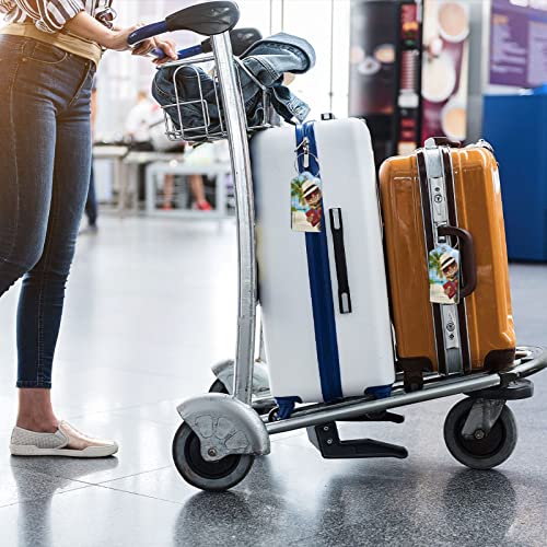 FATTTYCY Cat with Passport Tropical Tree Luggage Tags Set of 2 Leather Luggage Tags Privacy Cover Suitcase Label with Stainless Steel Loop for Women Men Travel - Image 5